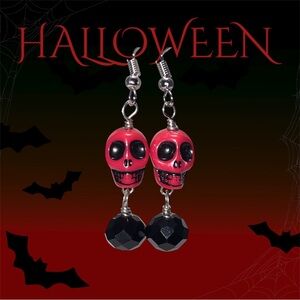 Red Skulls & Such Earrings dangling black
